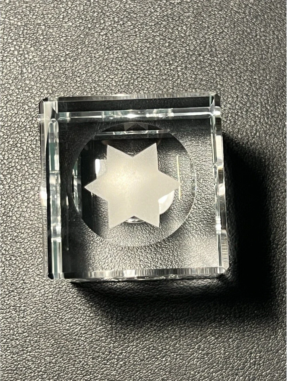 NIB 2000s 2 Crystal Cube Star Of David Shabbat Tealight Candle Holders, 1.5”
